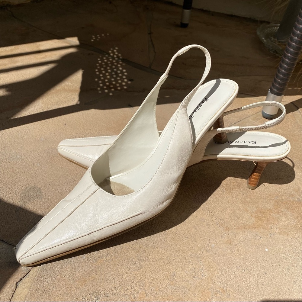 Karen Scott White Leather Kitten Heels